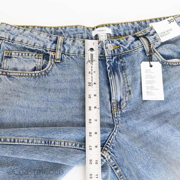 Forever 21 Women's Low Rise Baggy 30x31 Wide Leg Jeans Denim Y2K 90s Streetwear - Picture 8 of 10